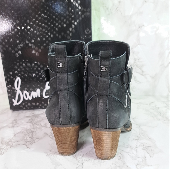 Sam Edelman Merton Black Suede Leather Zip Ankle Booties Size 7.5 - Picture 6 of 13